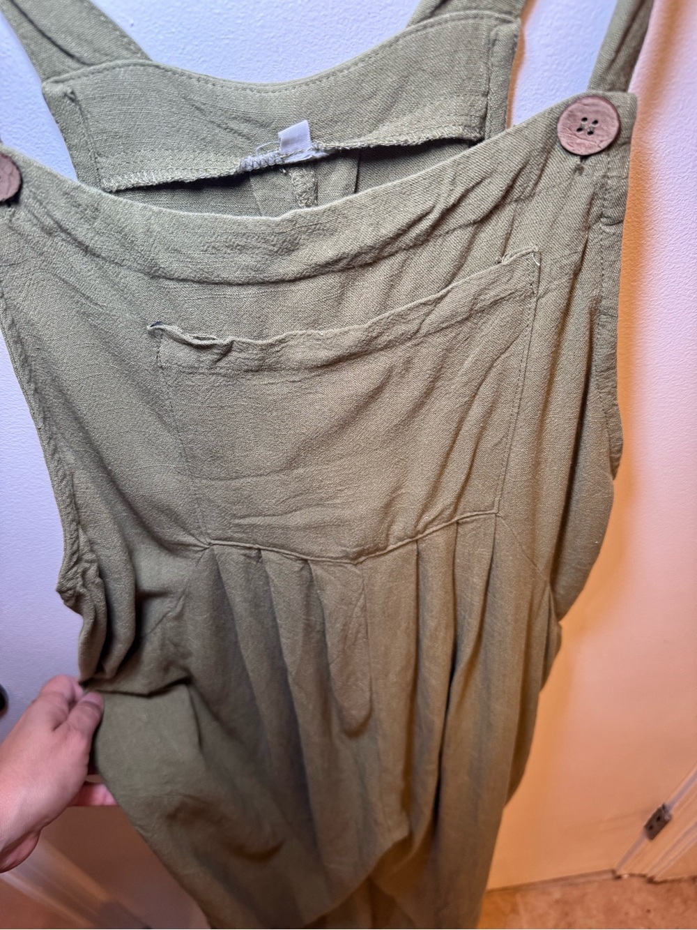 Casual Olive Wide-Leg Jumpsuit with Pockets - Picture 10 of 12
